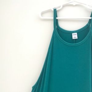 Teal Swing Halter Dress with High Neck